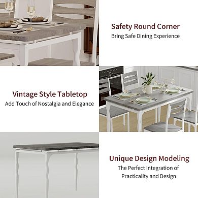 5 Piecs Dining Table Set, Farmhouse Style Dining Table and Chairs Set for 4, Dining Set for Dining R