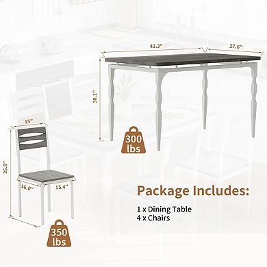 5 Piecs Dining Table Set, Farmhouse Style Dining Table and Chairs Set for 4, Dining Set for Dining R