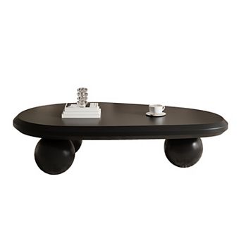 Cloud Coffee Table for Living Room, 51.18" Large Oval Wood Coffee Table