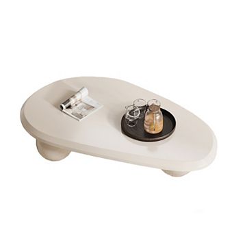 Cloud Coffee Table for Living Room, 51.18" Large Oval Wood Coffee Table