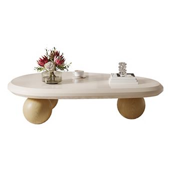 Cloud Coffee Table for Living Room, 51.18" Large Oval Wood Coffee Table