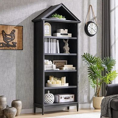 Bookshelf with Adjustable Shelves, 75.9" Tall Wide Bookshelf with Storage, 5 Tiers Open Shelves