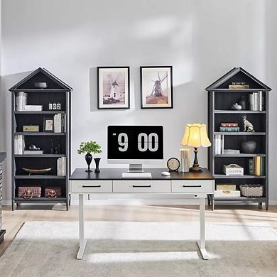 Bookshelf with Adjustable Shelves, 75.9" Tall Wide Bookshelf with Storage, 5 Tiers Open Shelves