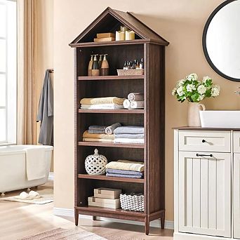 Bookshelf with Adjustable Shelves, 75.9" Tall Wide Bookshelf with Storage, 5 tier Open Shelves