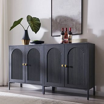Sideboard Buffet Cabinet Set of 2 with Storage, 34" Tall Modern Arched Cabinet w/Adjustable Shelves