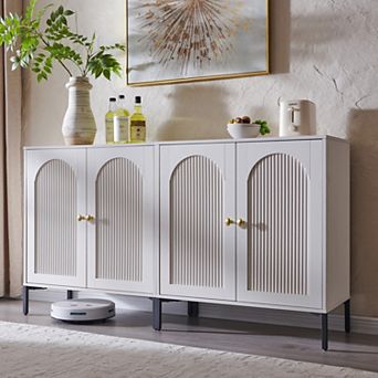 Sideboard Buffet Cabinet Set of 2 with Storage, 34" Tall Modern Arched Cabinet w/Adjustable Shelves