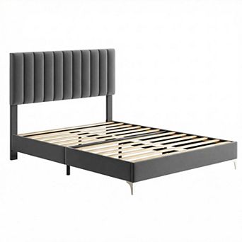 Upholstered Platform Bed Frame with Adjustable Headboard