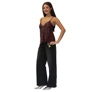 Juniors' madden girl Beaded & Sequin Babydoll Cami