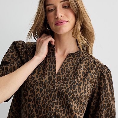 Women's Sonoma Goods For Life® Puff Sleeve Button Front Top