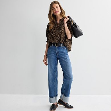 Women's Sonoma Goods For Life® Puff Sleeve Button Front Top
