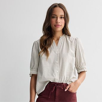 Women's Sonoma Goods For Life® Puff Sleeve Button Front Top