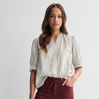 Petite Sonoma Goods For Life® Puff Sleeve Button Front Top