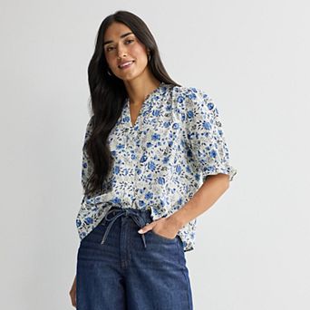 Petite Sonoma Goods For Life® Puff Sleeve Button Front Top