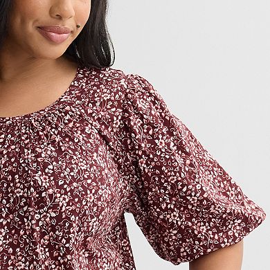 Plus Size Sonoma Goods For Life® Puff Sleeve Swing Blouse
