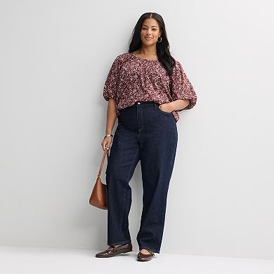 Plus Size Sonoma Goods For Life® Puff Sleeve Swing Blouse