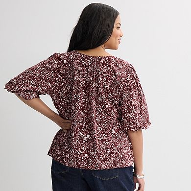 Plus Size Sonoma Goods For Life® Puff Sleeve Swing Blouse