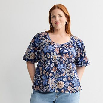 Plus Size Sonoma Goods For Life® Puff Sleeve Swing Blouse