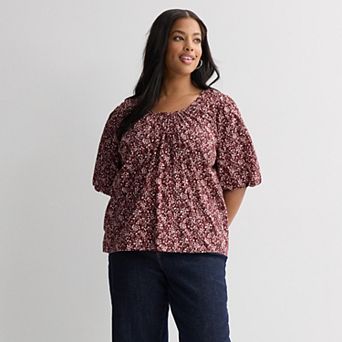 Plus Size Sonoma Goods For Life® Puff Sleeve Swing Blouse