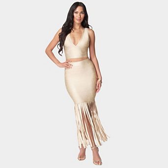 Women's bebe 2 pc Maxi Bandage X-Back Dress Set