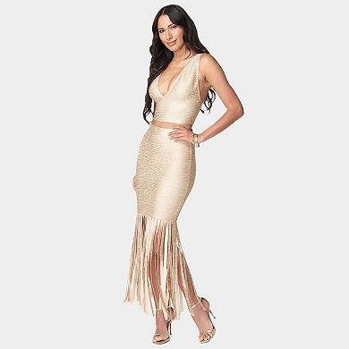 Women's bebe 2-Piece Maxi Bandage X-Back Dress Set