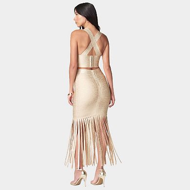 Women's bebe 2-Piece Maxi Bandage X-Back Dress Set