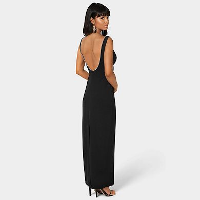 Women's bebe Square Neck Maxi Dress with Rhinestones
