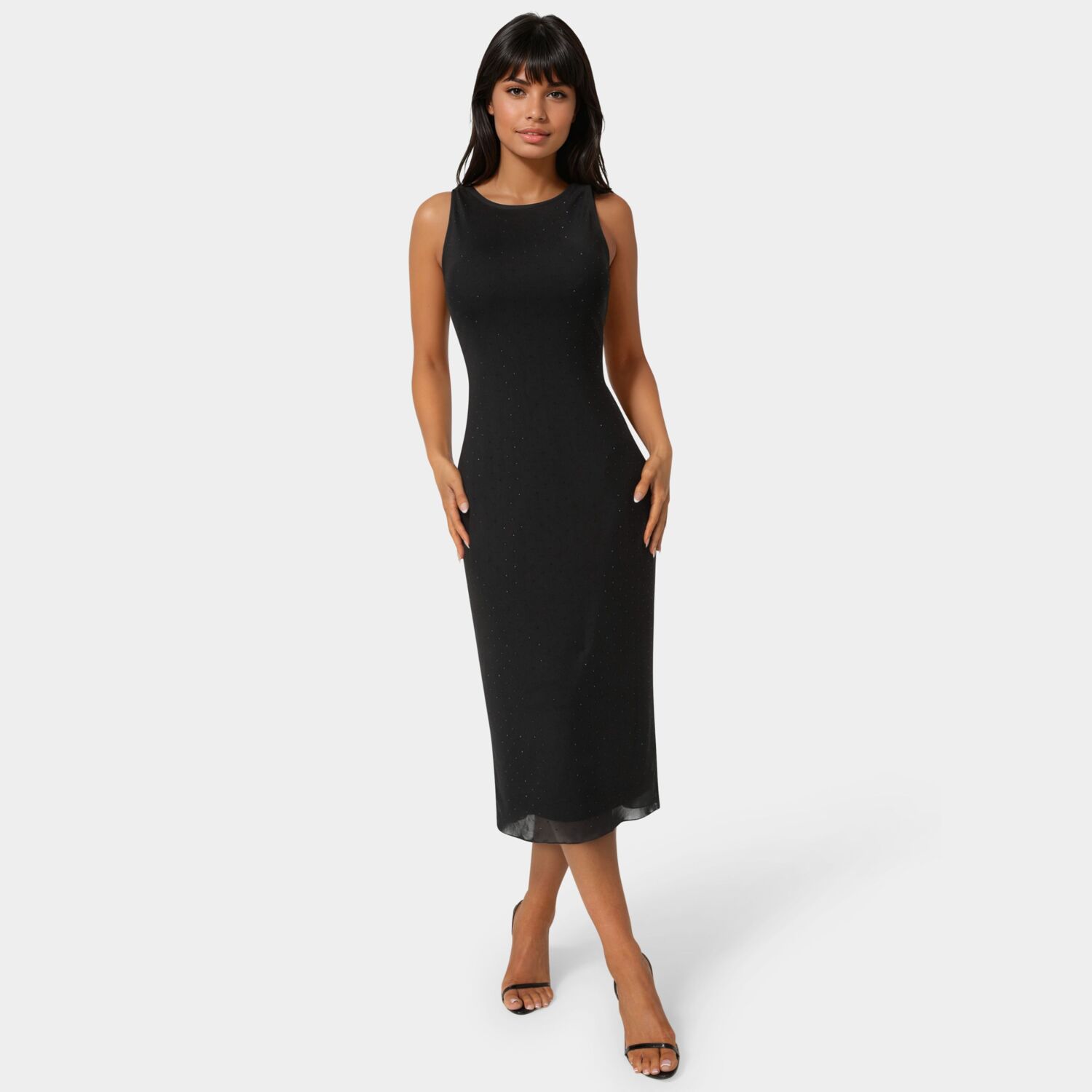 Женские платья bebe Powermesh Rhinestone Maxi Dress