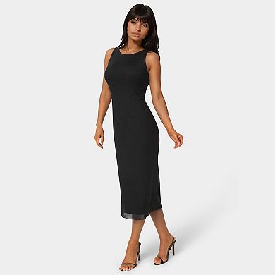 Women's bebe Powermesh Rhinestone Maxi Dress