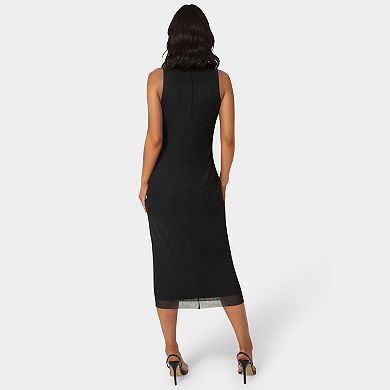 Women's bebe Powermesh Rhinestone Maxi Dress