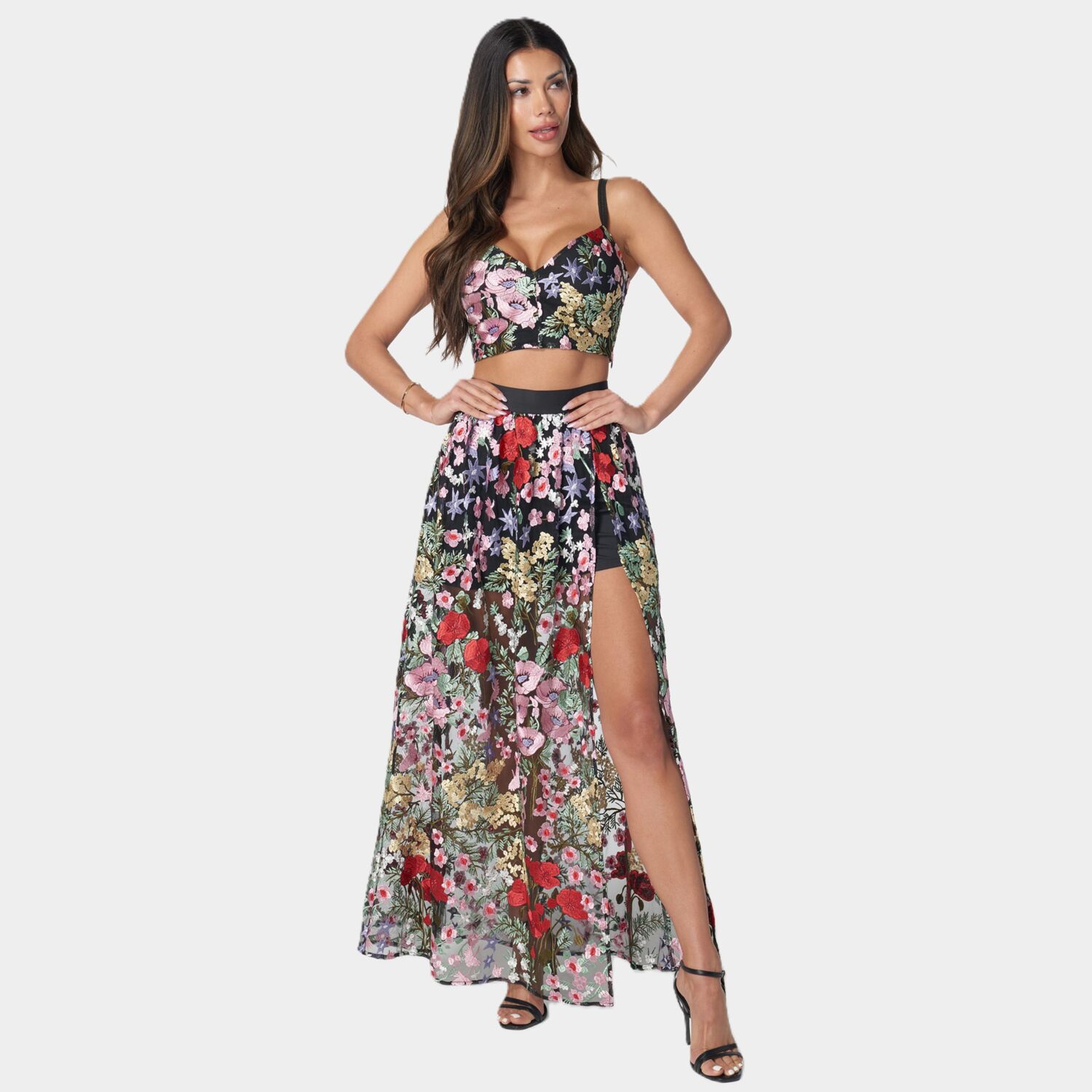 Женские платья bebe Floral Embroidered Two-Piece Dress Set