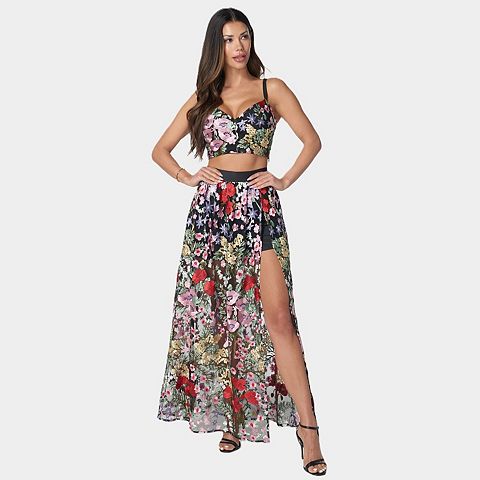 Женские платья bebe Women's bebe Floral Embroidered Two-Piece Dress Set