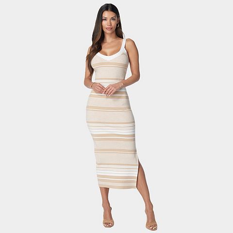 Женские платья bebe Women's bebe Striped Sweater Midi Dress
