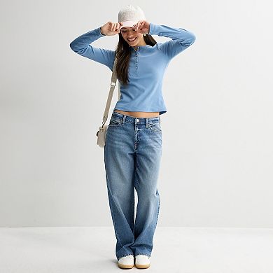 Juniors' SO® High-Rise Straight Leg Baggy Jeans