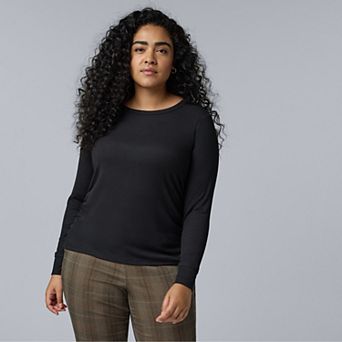 Plus Size Simply Vera Vera Wang Long Sleeve Side Ruched Top