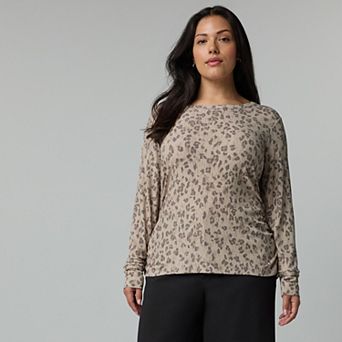 Plus Size Simply Vera Vera Wang Long Sleeve Side Ruched Top