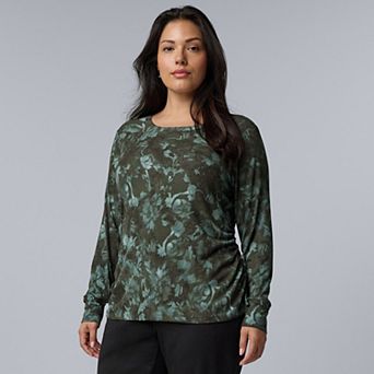 Plus Size Simply Vera Vera Wang Long Sleeve Side Ruched Top