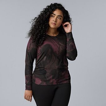 Plus Size Simply Vera Vera Wang Long Sleeve Side Ruched Top