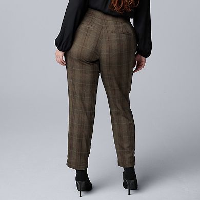 Plus Size Simply Vera Vera Wang Luxe Twill Mid Rise Slim Straight Pants