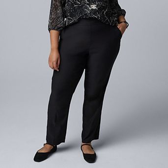 Plus Size Simply Vera Vera Wang Luxe Twill Mid Rise Slim Straight Pants
