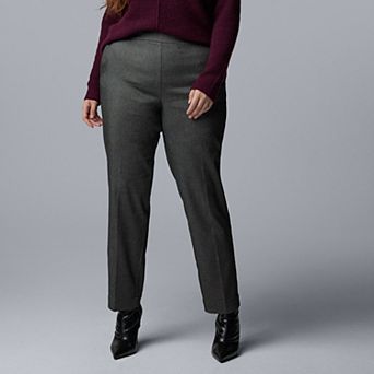 Plus Size Simply Vera Vera Wang Luxe Twill Mid Rise Slim Straight Pants