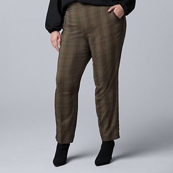 Plus Size Simply Vera Vera Wang Luxe Twill Mid Rise Slim Straight Pants