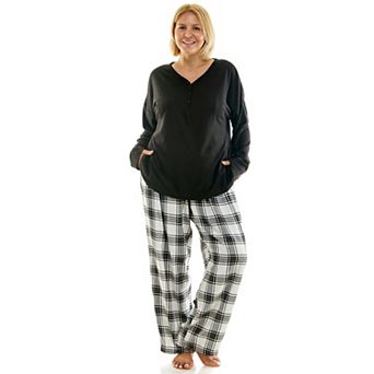Plus Size Croft & Barrow® Henley Waffle Top & Flannel Pajama Pants Set
