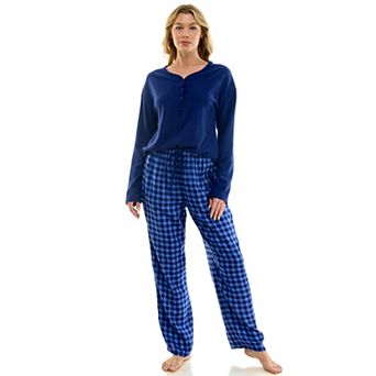 Petite Croft & Barrow® Henley Waffle Pajama Top & Rayon Flannel Pajama Bottoms Set