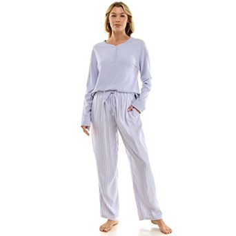 Women's Croft & Barrow® Henley Waffle Top & Flannel Pajama Bottoms Set