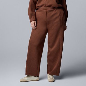 Plus Size Simply Vera Vera Wang High Rise Pull-On Wide Leg Luxe Cozy Knit Pants