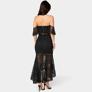 Women's bebe Two Piece Lace High Low Dress