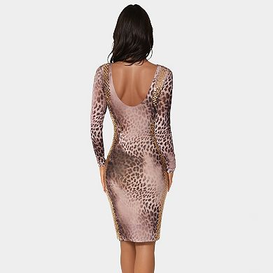 Women's bebe Bodycon Embellished Knee Length Dress