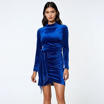 Women's bebe Beaded Sash Velvet Mini Dress