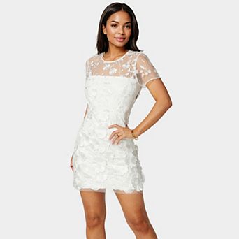 Women's bebe 3D Floral Fit & Flare Mini Dress