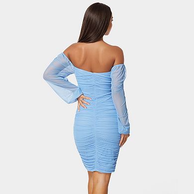Women's bebe Blouson Sleeve Ruched Dress